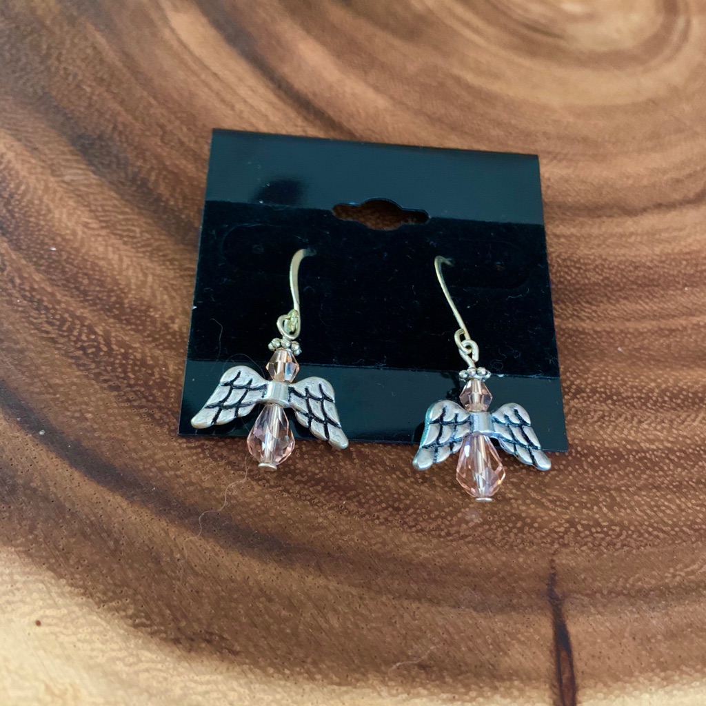 Bogo Angel Wing Earrings Hook Pink Silver Jewel